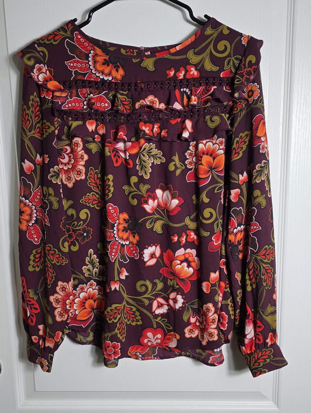 Womens Loft Semi Sheer Floral Top Size Small Multi Color